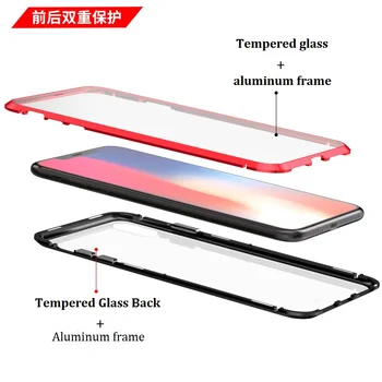 360 Visiškai Apsaugoti Magnetinio Atveju iPhone XR XS MAX X 9 8 7 Plus SE 2020 Atveju Stiklo danga 