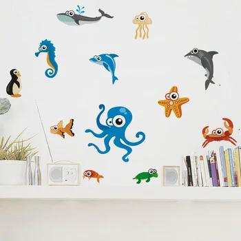Jūrų Gyvūnų Sienos Lipdukas Ryklių, Banginių Octopus 