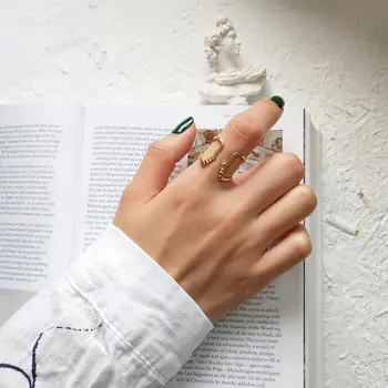 GHIDBK Skanėstas 925 Sterlingas Sidabro Žmogaus Veido Vielos Žiedais Moterų Minimalistinio Abstrakčiai Tuščiaviduris Žiedas Paprastas Teiginys Papuošalai