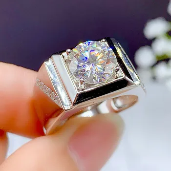 Mados AAA cirkonis moissanite deimantai deimantų žiedai vyrams, 18k balto aukso sidabro spalvos bague papuošalai vestuvių juostoje dovanos naujas