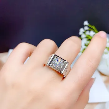 Mados AAA cirkonis moissanite deimantai deimantų žiedai vyrams, 18k balto aukso sidabro spalvos bague papuošalai vestuvių juostoje dovanos naujas