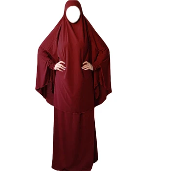 12 Spalvų Musulmonų Moterų Maldos Drabužiu 2vnt Islamo Orinės Hijab Maxi Suknelė Ramadanas Pamaldose Apdaras Paprastas Kaftan Abaja Naujas