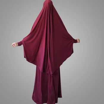 12 Spalvų Musulmonų Moterų Maldos Drabužiu 2vnt Islamo Orinės Hijab Maxi Suknelė Ramadanas Pamaldose Apdaras Paprastas Kaftan Abaja Naujas