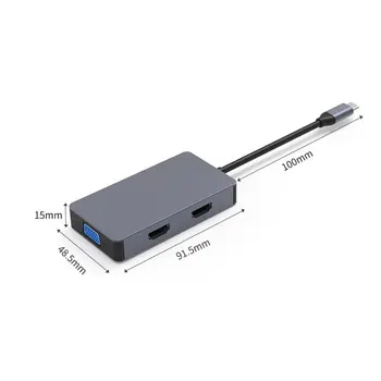 Dual HDMI 4K Multi USB 3.0 HDMI Adapteris, Splitter 3 Port USB C HUB USB-C C Tipo 3.1 
