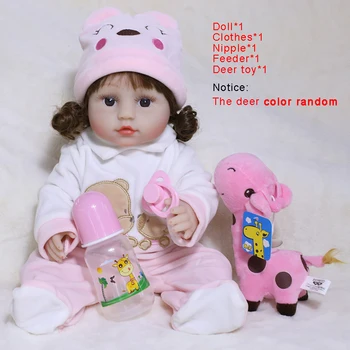 45CM Rožinės spalvos Drabužius Silikono Rebron Bamblys Garbanotas Plaukų Žaislai Mergaitėms Pilna Silikono Kūdikių Lėlės Bebe Atgimsta Su Magnetinių Žindukas