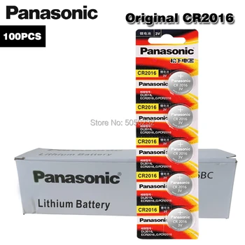 100VNT/daug PANASONIC Originalus CR2016 Mygtuką Cell Baterijos 3V Ličio Baterijos CR 2016 Žiūrėti Žaislai Kompiuterio Skaičiuoklė Valdymo