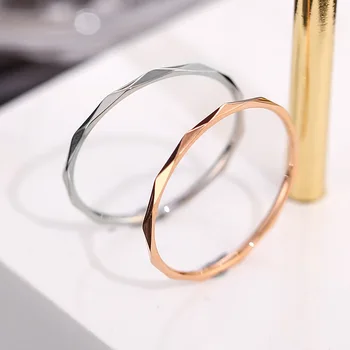 GU49 Titano plieno žiedas V formos rose gold minimalistinio nupjautas nerūdijančio plieno kūrybos uodega žiedas plonas bendras žiedas