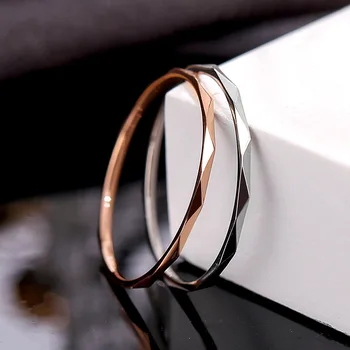 GU49 Titano plieno žiedas V formos rose gold minimalistinio nupjautas nerūdijančio plieno kūrybos uodega žiedas plonas bendras žiedas