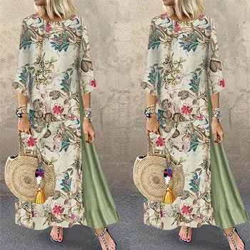 Moteriški Maxi Paplūdimio Suknelė 2019 M. Vasaros Pusė Rankovės Atsitiktinis Boho Kaftan Tunika Čigonų Etninės Stiliaus Gėlių Spausdinti Plius Dydis Suknelės S-5XL