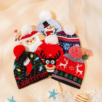 Kalėdų Kūdikio Skrybėlę Žiemos Megztinis Megztas Beanie Šiaurės Elnių Kalėdų Senį Megzti Skrybėlę Dovana Vaikams Kalėdos Nauji Metai Skrybėlę