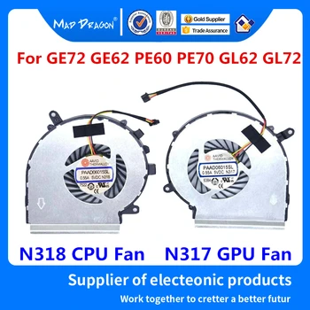 Naujas originalus CPU GPU aušinimo ventiliatorius MSI GE72 GE62 PE60 PE70 GL62 GL72 ventiliatoriaus Aušintuvas PAAD06015SL N317 N318 0.55 DC 5V N303 N302