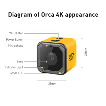 Caddx Orka 4K HD Įrašymo Mini FPV Kameros FOV 160 Laipsnių WiFi Anti-Shake DVR Veiksmo Sporto Kamera Lauko RC Lenktynių Drone