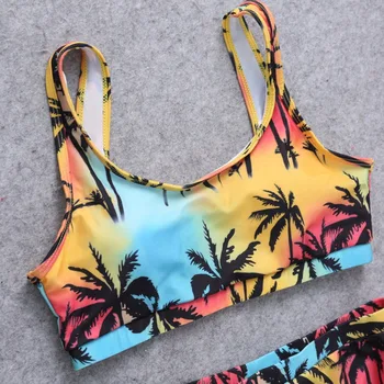 Seksualus maudymosi kostiumėlis Moterų Pasėlių Top Aukštos Juosmens Šortai Gėlių Bikini Paplūdimio maudymosi Kostiumėliai Paplūdimio Naujas maudymosi Kostiumėliai