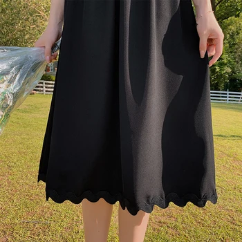 2020 Naujas-line Suknelė Juoda Bellflower prancūzijos Šviesą Slim Temperamentas Suknelė Moteriška Vasaros Sluoksniuotos Rankovėmis Banga Suknelė Moterų Plius Dydis