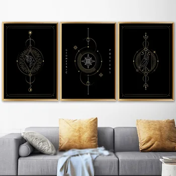 Geometrinės Linijos, Astrologinių Simbolių Taro Kortų Šiaurės Plakatai ir Spausdina Sienos Meno Tapybos Drobės Sienos Nuotraukas, už Kambarį