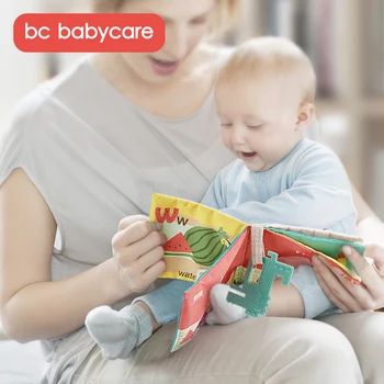 BC Babycare 6pcs Minkšta Šluoste Knygų su Teether Šalkoņa Garso 3D Baby Kūdikio Jutimo Mokymosi Gyvūnų Uodegos Knygos, Žaislai
