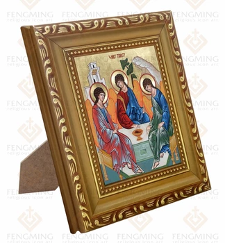 2016 naujasis Ortodoksų Bažnyčios Prekių lcon, Šventosios Trejybės medienos Rėmo Bizantijos Meno Krikšto dovanos religinių punktas namų puošybai