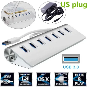 USB 3.0 HUB 7 Uosto Aliuminio 5Gbps High Speed Docking Station su 