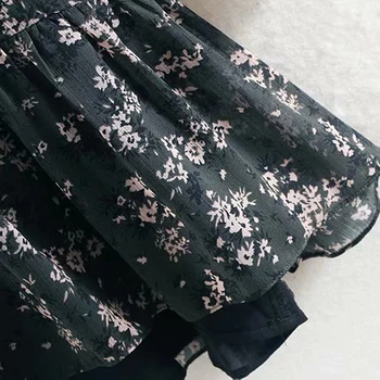 Aachoae Moterų Pynimas Peteliškę Mini Gėlių Spausdinti Vintage Suknelė Ilgomis Rankovėmis Atsitiktinis Palaidų Plisuotos Suknelė Raukiniai Šalis Suknelė Vestidos