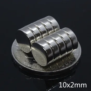 50Pcs 10x2 mm Neodimio Magnetas Nuolatinis N35 Dia 10mm x 2mm NdFeB Super Stiprūs, Galingi Magnetai, Magnetinio Maži, Apvalūs Diskas