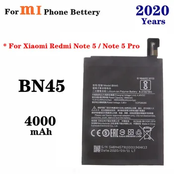 2020 Metų Xiaomi Telefono Baterija BN45 Redmi Pastaba 5 5 Pastaba Pro Pakeitimo Baterijas 4000mAh Aukštos Kokybės Įkraunamos Bateria