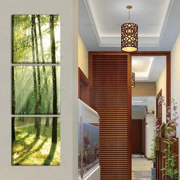 Drobė meno tapybos sienos nuotrauka Bambuko Drobės Sienų Tapybos Saulės Ant Medžių Spaudinių apdaila kambarį paveiksl
