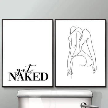 Sexy Moters Kūno Plakatas Spausdinimo Gauti Plika Kabučių, Drobės Tapybai Šiuolaikinio Abstraktaus Minimalistinio Meno Gyvenimo Namų Puošybai Vonios Kambarys