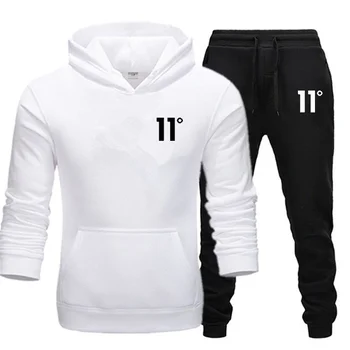 Naujos prekės sportiniai, vyriški laisvalaikio hoodie sportinės aprangos rudens ir žiemos dviejų dalių plius aksomo palaidinukė + kelnės sportinis kostiumas 3XL