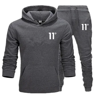 Naujos prekės sportiniai, vyriški laisvalaikio hoodie sportinės aprangos rudens ir žiemos dviejų dalių plius aksomo palaidinukė + kelnės sportinis kostiumas 3XL