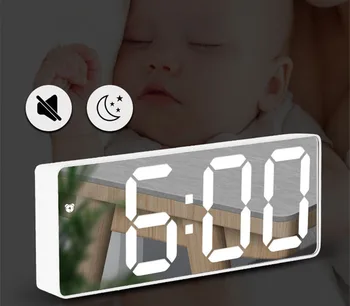 Elektroninis Laikrodis LED Ekranas, Skaitmeninis Veidrodis žadintuvai Baterija Plug-In Dvejopo Naudojimo Varomas Stalo Laikrodžiai Namų Stalo Dekoras