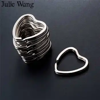 Julie Wang 10VNT Multi-Formos Raktų Žiedas Geležies Širdies Star Gėlių Split Ring Keychains Raktų pakabukai Rankų darbo Papuošalai Priėmimo Priedų