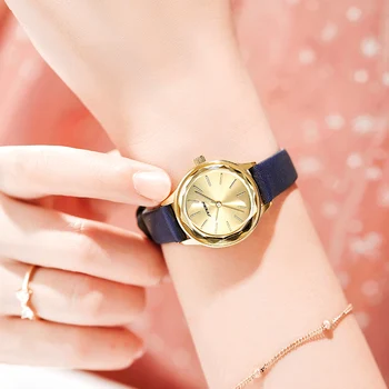 Sinobi Moterų Laikrodžiai 2020 Naujus Mėlynos spalvos Dirželis Kvarcas Riešo Žiūrėti 28mm Gold Dial Mados Ženevos Dizaineris Ponios Žiūrėti Prabangos Prekės