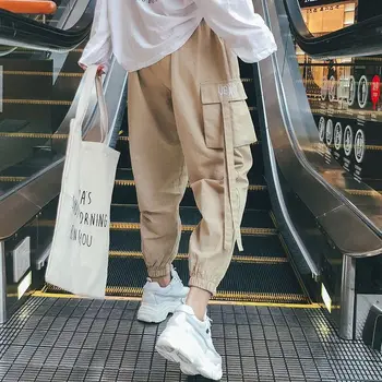 Kinų Stiliaus Dragon Siuvinėjimo Krovinių Kelnės Moterims Juoda Aukšto Juosmens Kišeniniai Kelnės Streetwear Moterų Poilsiu Sweatpants