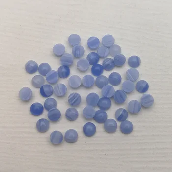 Didmeninė mados mėlyna dryžuotas karoliukai pakabukai 4mm sintetinis akmuo, apvalus CABOCHON 50pcs už Žiedas, Auskarai, Karoliai priedai