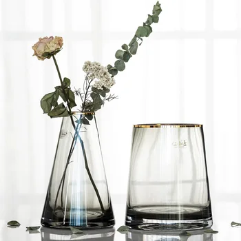 Elegantiškas Aukso Linija Stiklo Vaza Europos Namų Dekoravimo Stalo Vaza Aukštos Kokybės Gyvenamojo Kambario, Valgomojo Stalas, Gėlių Vaza