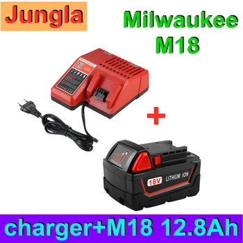 Naujas 18V 12800mAh Replacemet Ličio jonų 12.8 Ah Baterijos Milwaukee Xc M18 M18B Belaidžius Įrankiai Baterijas+Kroviklis