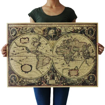 71x50cm Derliaus Pasaulyje Senojo Pasaulio Žemėlapio Matinės Rudos spalvos, popierinis Plakatas Namų Sienų Dekoras