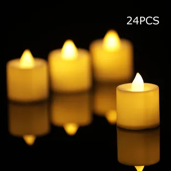 24Pcs Geltona Mirgėjimo Flameless LED Elektros Baterija Tealight Žvakės Šventė/Vestuvių Papuošimas Didelis Votive Žvakės
