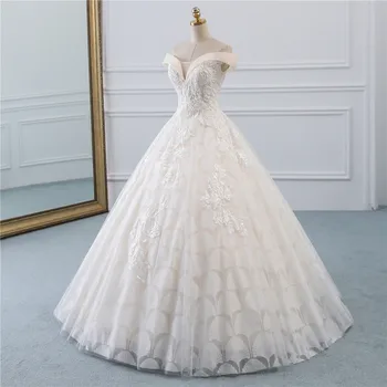 Fansmile Naujas Vestidos de Novia Derliaus Princesė Kamuolys Tiulio Suknelė Vestuvių Suknelė 2020 Kokybės Nėriniai Vestuvių Nuotaka Suknelę FMV-521F