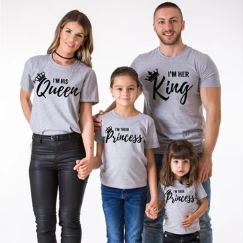 2019 Motina Dukra Šeimos Atitikimo Komplektus Atitikimo Tėvas, Motina, Dukra, Sūnus Drabužių Medvilnės marškinėliai Karalius ir Karalienė Šeima Atrodo