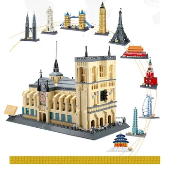 Architektūros Modelis, Plyta Pasaulyje Garsaus Pastato Prancūzija Cathédrale Notre Dame de paris (Paryžiaus Katedra Švietimo Building Block Žaislas