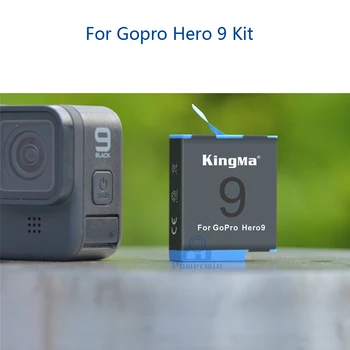 Kingma 3PCS Už Gopro Hero 9 Veiksmai, Fotoaparatas, Baterija 4.4 V 1720mAh LCD Dvigubas Kroviklis Rinkinyje Maitinimo Adapteris Atveju Tipo C Įkrovimo lizdas