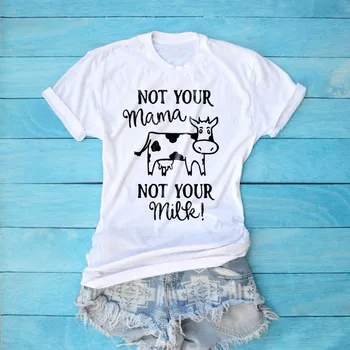 Veganų Marškinėliai Ne Jūsų Mama Neturi Savo Pieno Veganų Marškinėliai Gyvūnų Teisių T-Shirt karvė grafinis grunge estetinės tumblr tee viršūnės-J073