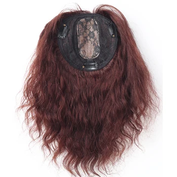 Šilko Bazės Plaukų Topper Hairpieces su Kirpčiukais Moterų Ruda Žmogaus Plaukų Įrašą Crown Rėžtuvės už Retinimo Plaukų