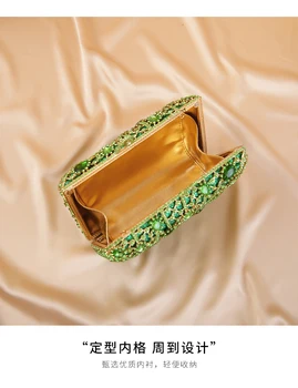 žalia/rosegold spalvos, kalnų krištolas, Deimantas Šalies cluth Rankinėje Mados Kristalas Brangakmenio Moterų Vakare Sankabos Krepšiai Moterų Pečių Maišą