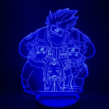 Naruto 3D Lempos baterija maitinamas Šviesos Vaikų Miegamasis naktinė lempa Kakashi Naruto Sasuke Sakura Led Nakties Šviesos Dovana Vaikams