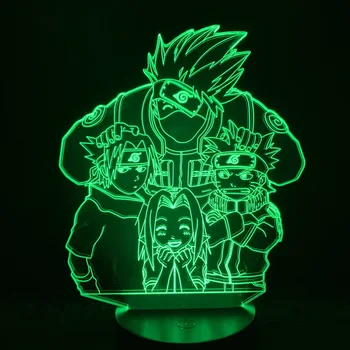 Naruto 3D Lempos baterija maitinamas Šviesos Vaikų Miegamasis naktinė lempa Kakashi Naruto Sasuke Sakura Led Nakties Šviesos Dovana Vaikams