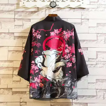 Japonijos Tradicinių Kimono Megztinis Vyrams Harajuku Streetwear Samurajus Kostiumas Yukata Vyrų Haori Obi Kimonos Moteris 2020 M. Vasarą