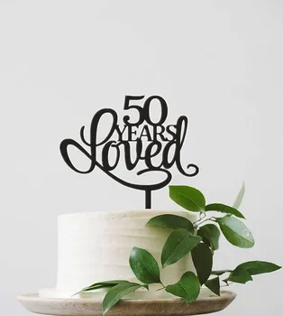 Asmeniniams metų vestuvės tortas topper 50 metų mylimas pyragas topper akrilo tortas topper už pyragas apdaila