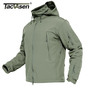 TACVASEN Žiemos Karinės Fleece Jacket Mens Soft shell Striukė Taktinis Vandeniui Armijos Striukės, Paltai Airsoft Drabužių Švarkelis